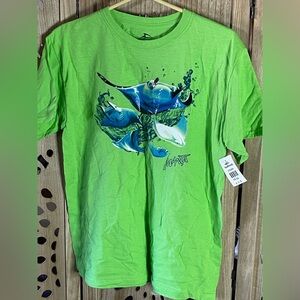 SeaWorld Manta Rays Kids XL Graphic T-Shirt Lime Green NWT Theme Park Souvenir